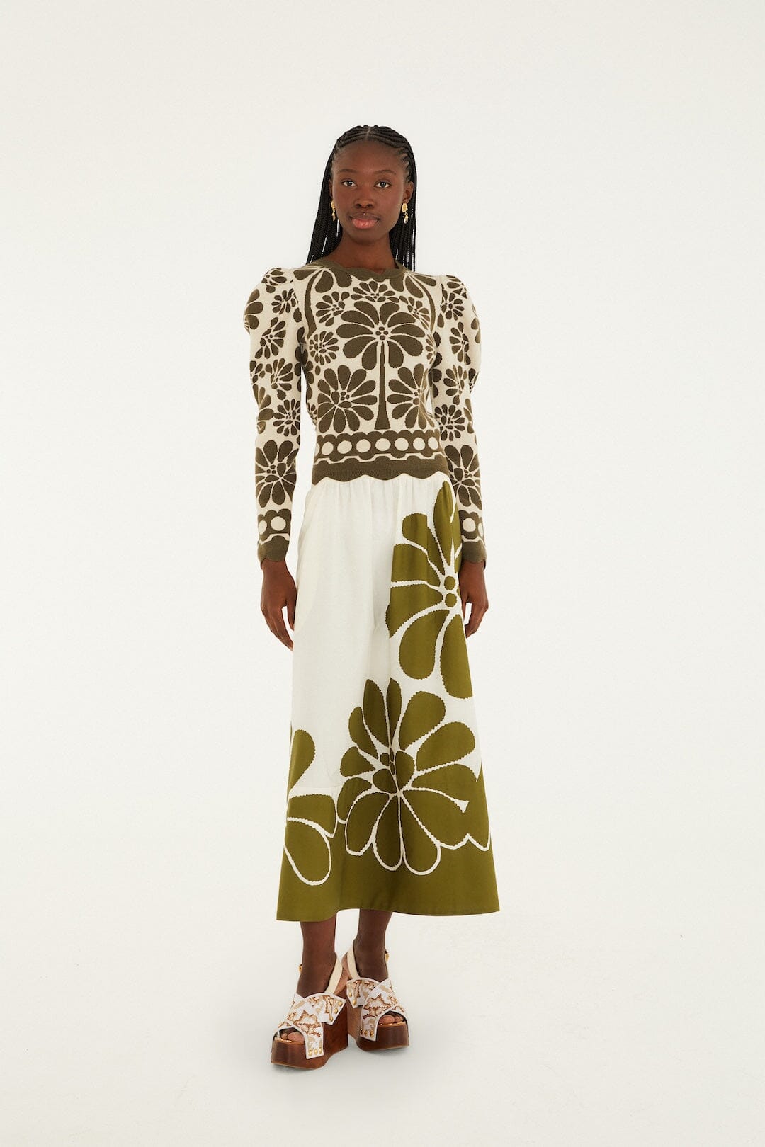 Green Palermo Puff Sleeve Knit Top