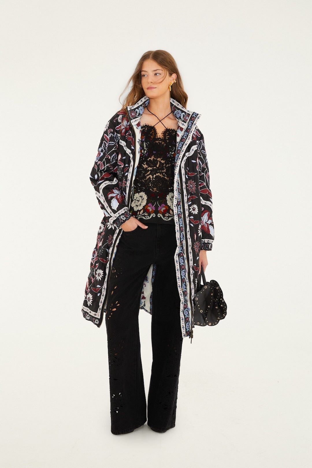 Black Rococo Flowers Lace Sleeveless Top