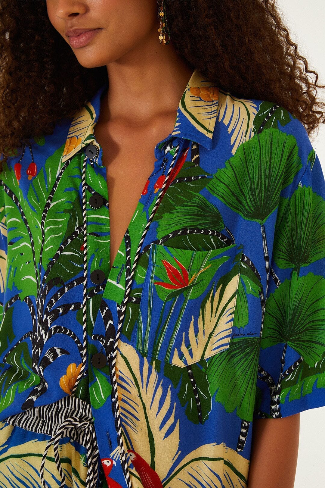 Blue Tropical Island Short Sleeve Lenzing™ Ecovero™ Viscose Shirt