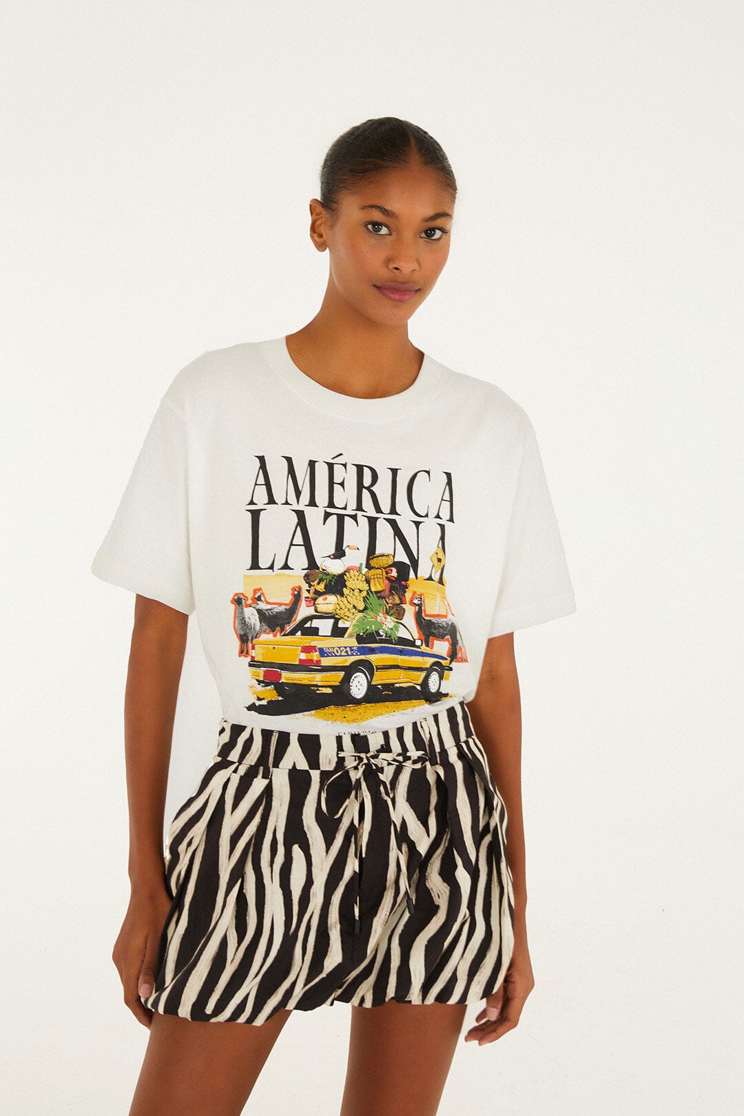 Black Tropical Zebra Organic Cotton Mini Skirt | FARM Rio