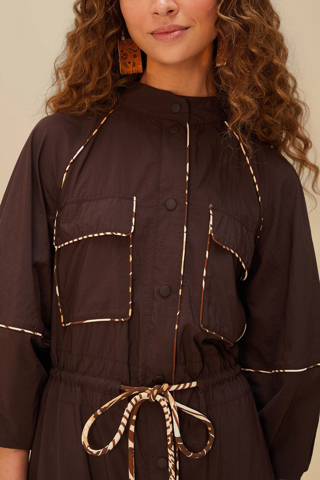 Brown Chemise Midi Dress