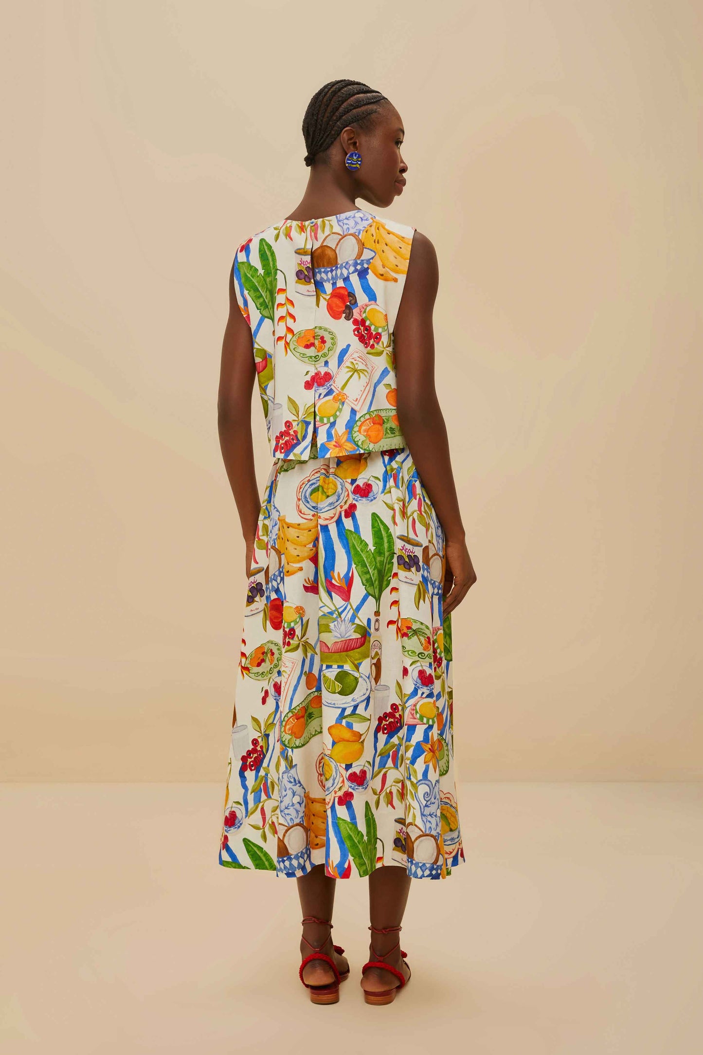 green painted flowers lenzing midi dress