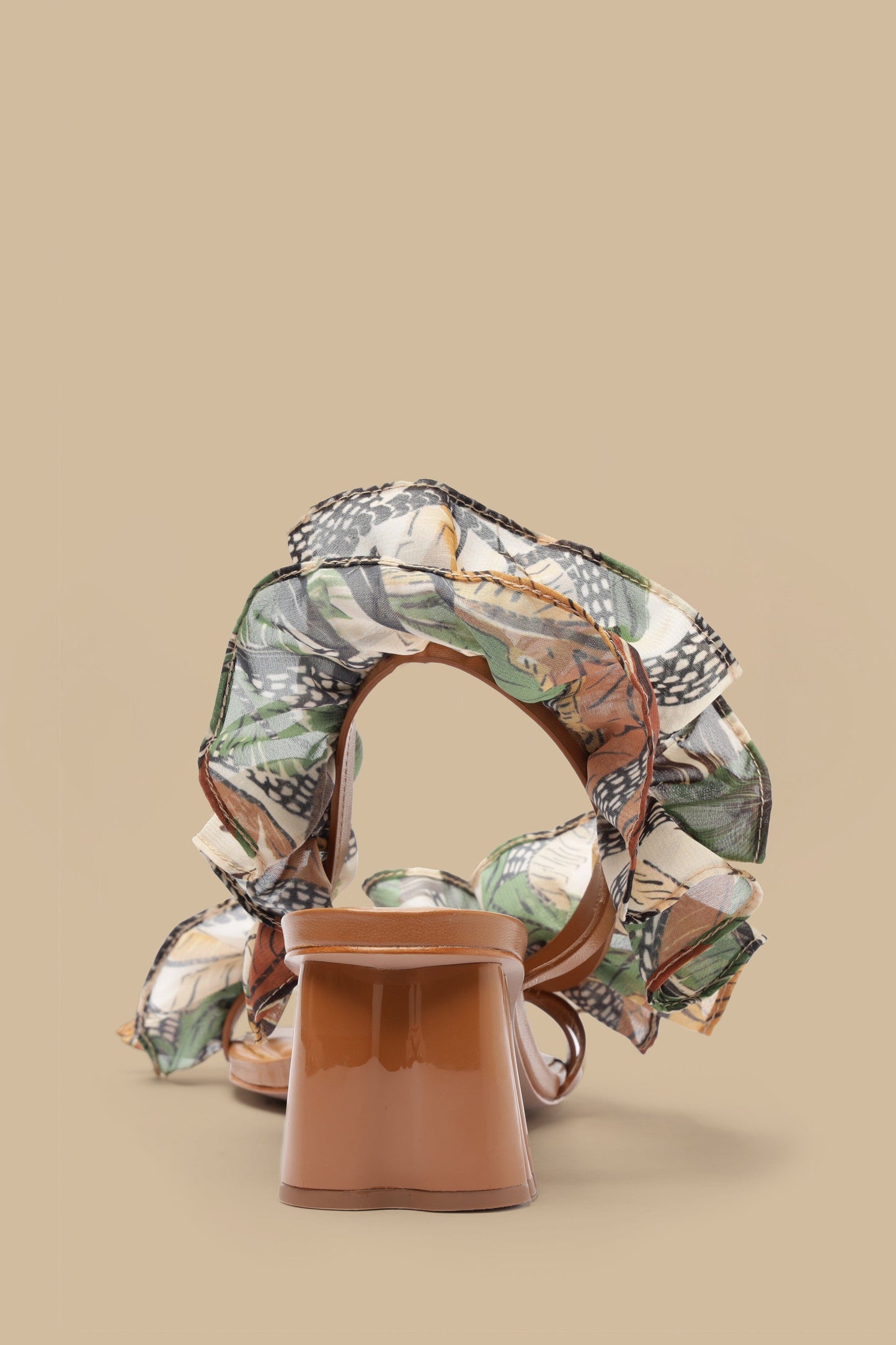 Sand Foliage Sketch Monstera Heeled Sandal