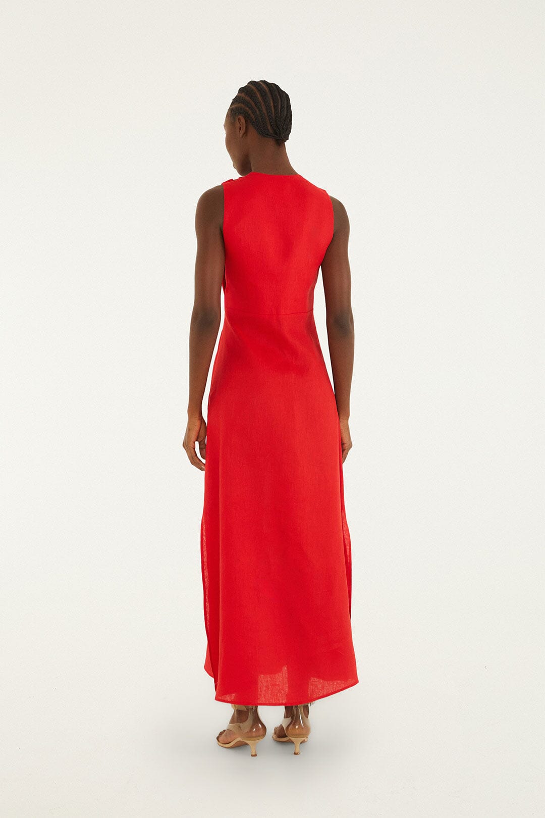 Red 3d Flower Euroflax Maxi Dress