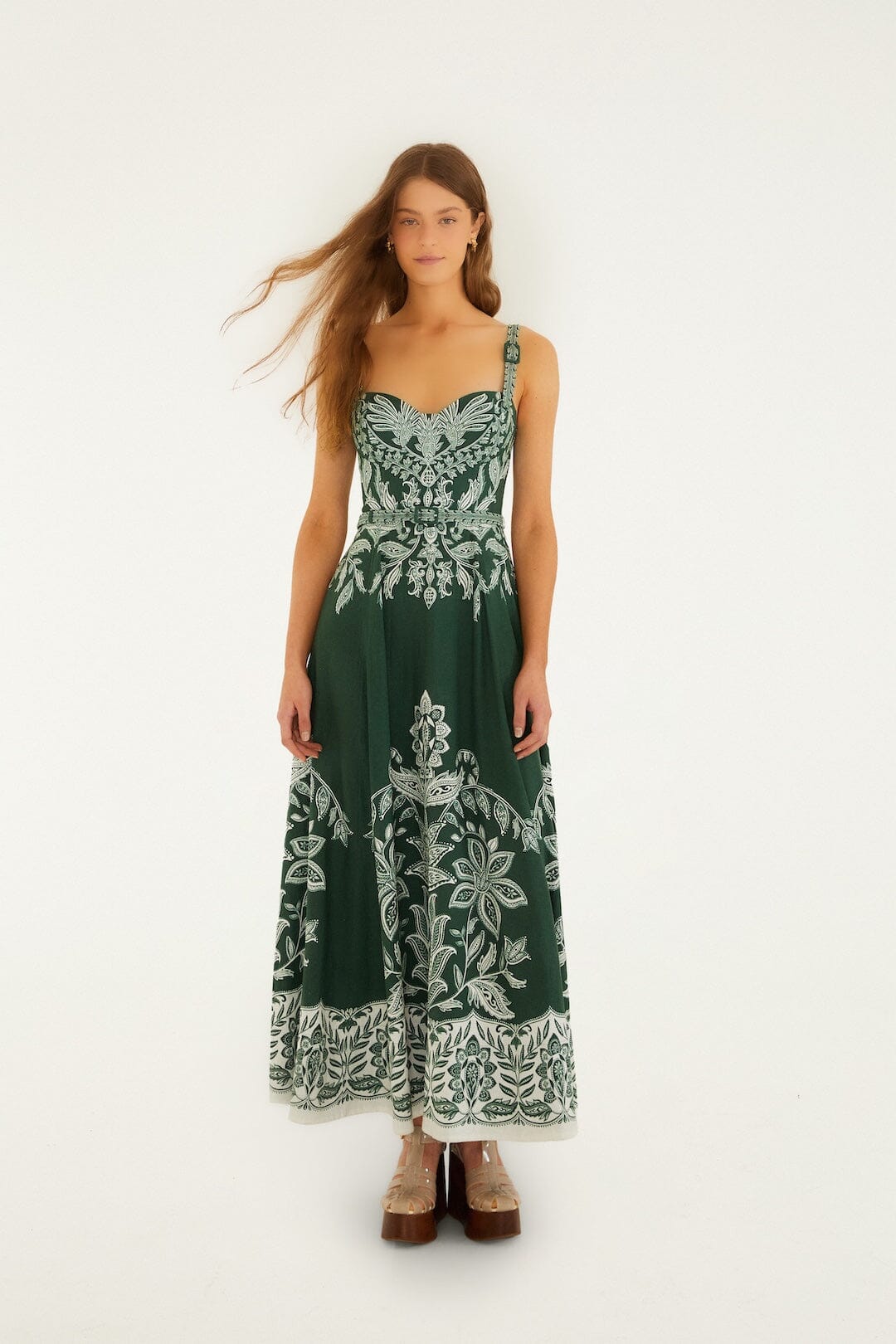 FARM Rio Dark Green Miranda Buckles Maxi Dress, Miranda Dark Green / M FARM Rio Dark Green Miranda Buckles Maxi Dress, Miranda Dark Green / M