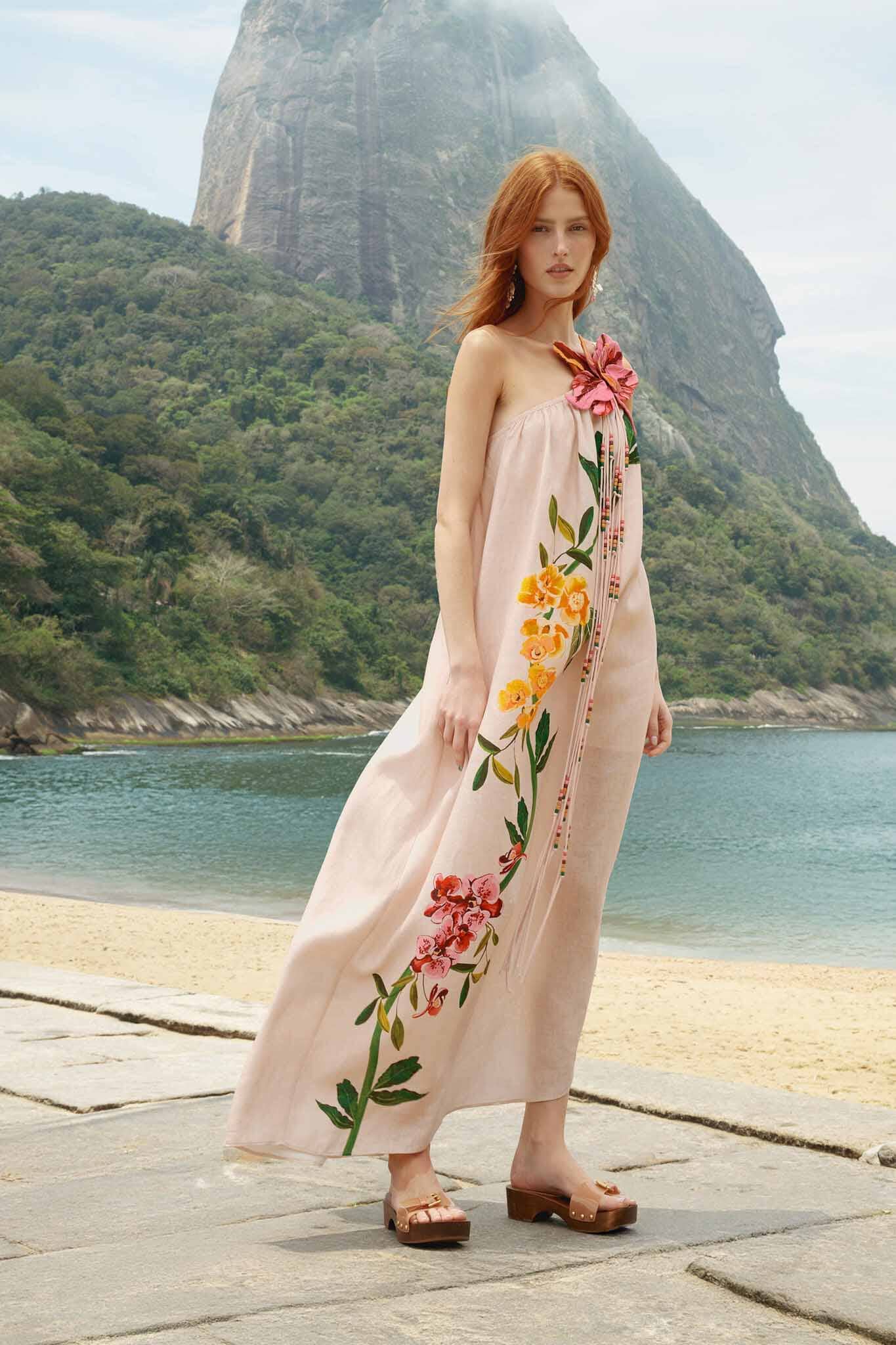strapless open back dress Pink Full Garden Mini Dress – FARM Rio