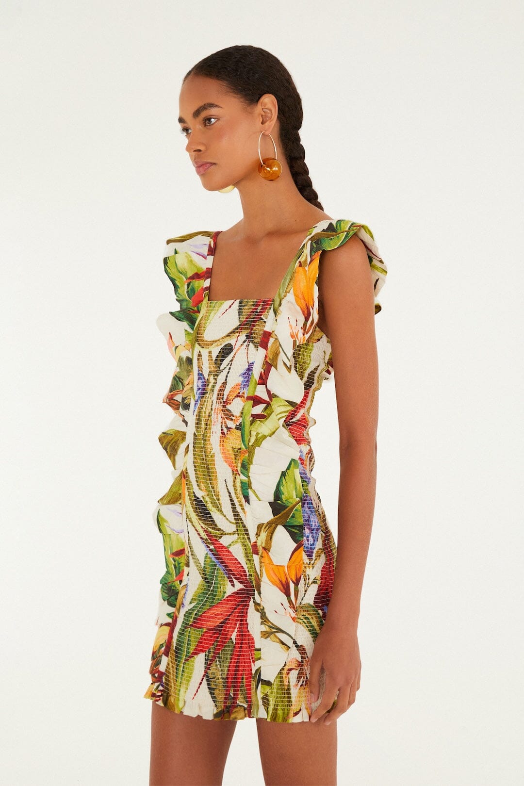 Sand Florart Lenzing™ Ecovero™ Euroflax™ Short Sleeve Mini Dress