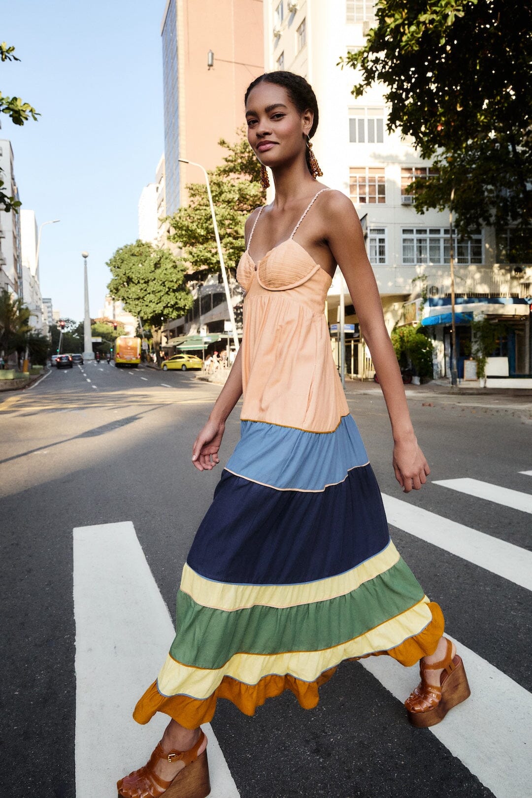 white christmas dresses Multicolor Pleats Lenzing™ Ecovero™ Euroflax™ Maxi Dress