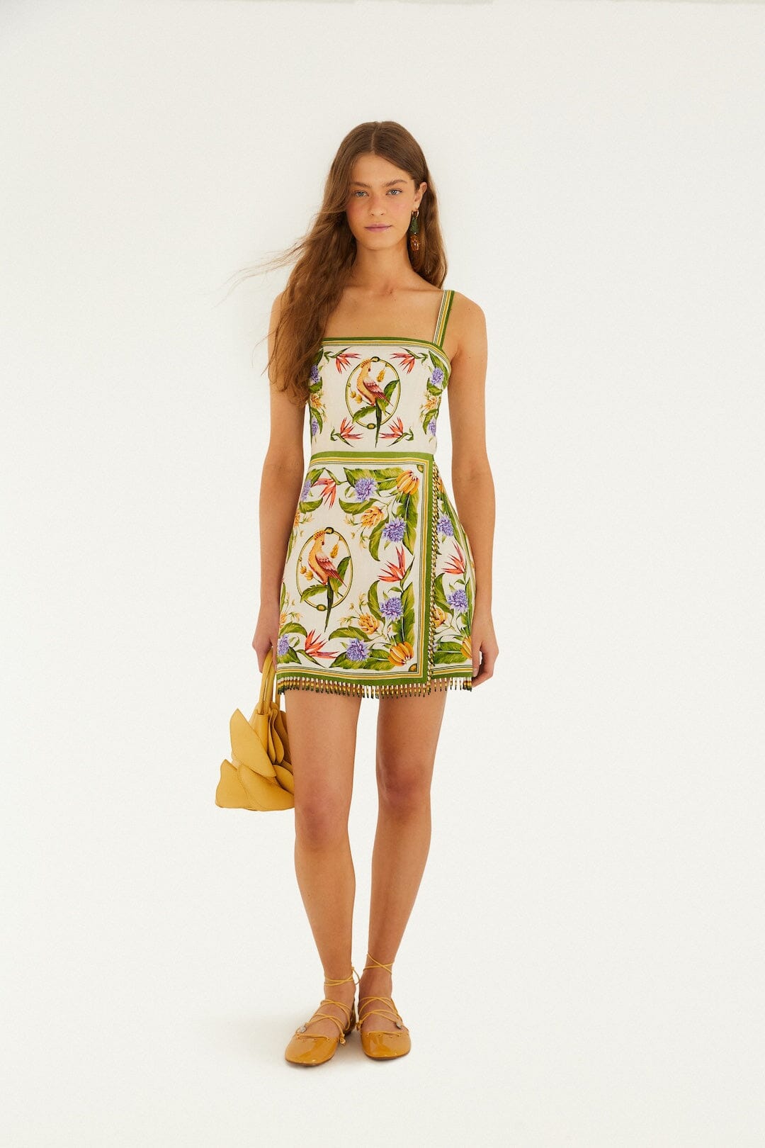 white christmas dresses jenat Mini Dress in Ivory Bambi Print with Scarf main image 1