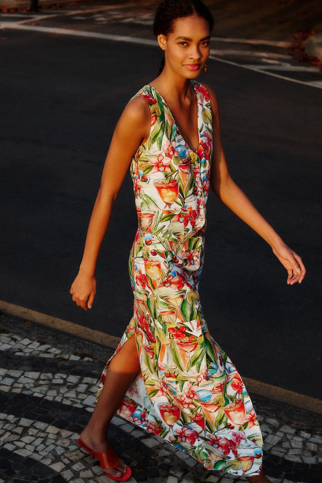 Off-White Sand Cocktail Midi Skirt