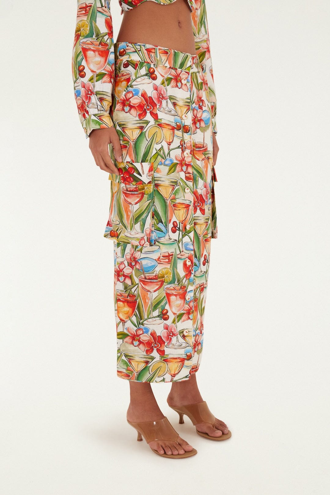 Off-White Sand Cocktail Euroflax Premium Linen Midi Skirt