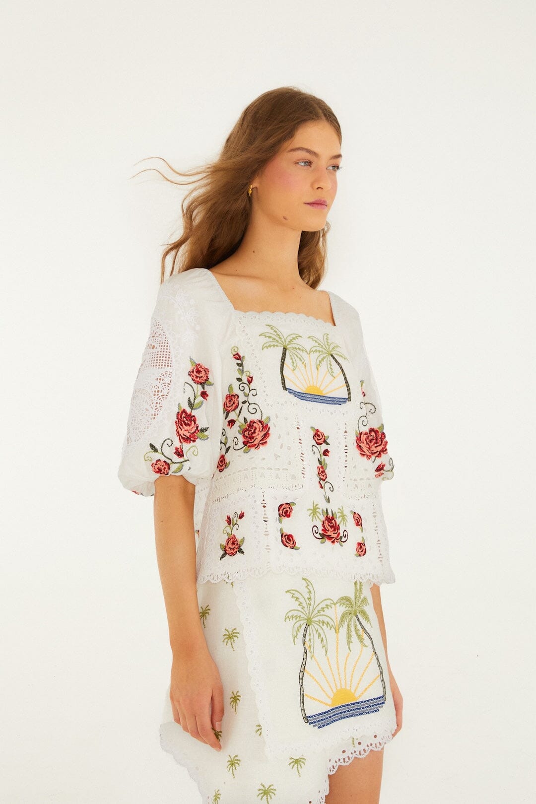 Off-White Tropi Scarf Embroidered Organic Cotton Blouse