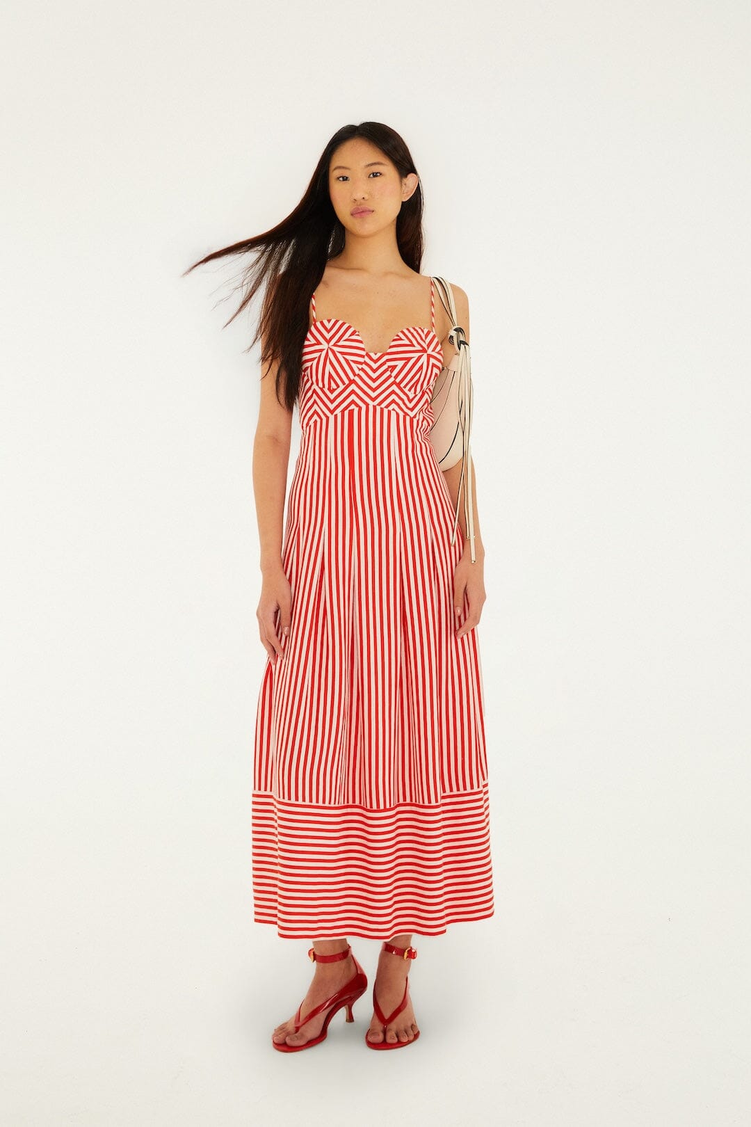 FARM Rio Off-White Checkered Stripes Sleeveless Lenzing Ecovero Euroflax Maxi Dress, Checkered Stripes Off-White / XXS FARM Rio Off-White Checkered Stripes Sleeveless Lenzing Ecovero Euroflax Maxi Dress, Checkered Stripes Off-White / XXS