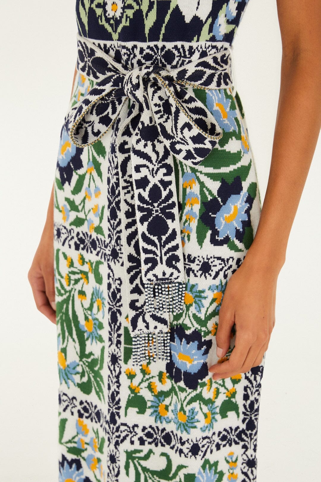 Black Manoela Belted Knit Midi Dress