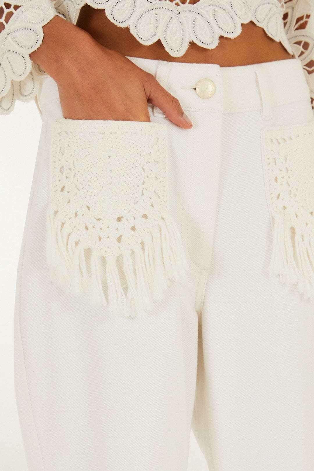 Twill Fringe Pocket Pants