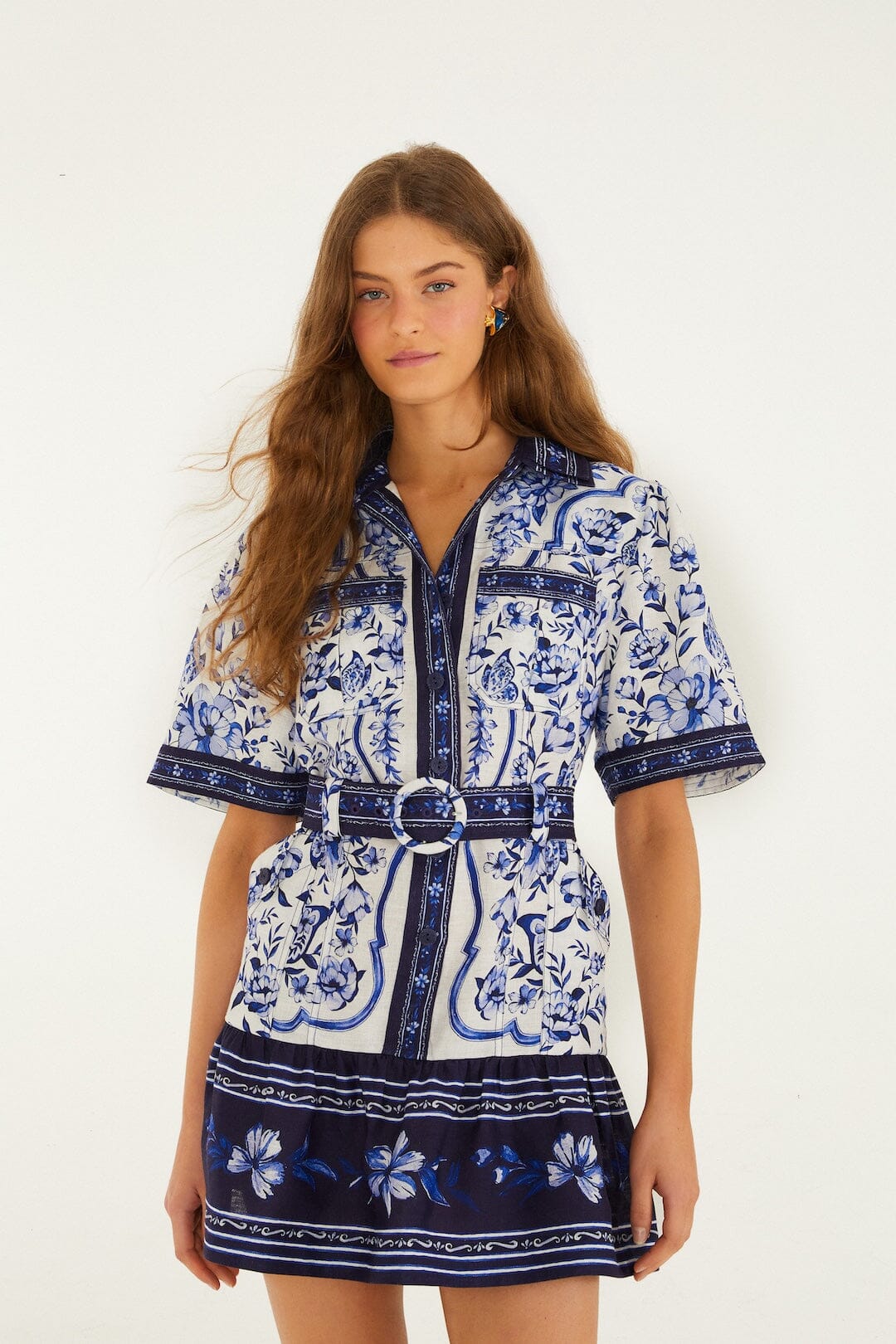chinese dress ladies Off-White Bloom Garden Euroflax™Premium Linen Mini Dress – FARM Rio