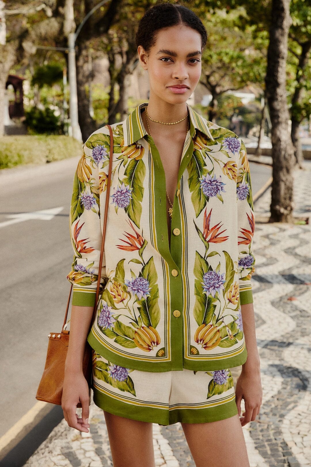 Sand Tropical Scarf Lenzing™ Ecovero™ Euroflax™ Shirt | FARM Rio