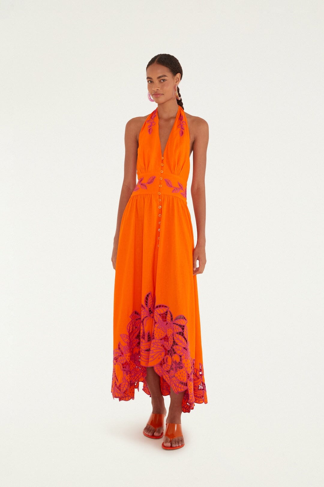 knee length dresses for ladies Orange Soleil Pleated Maxi Dress main image 1