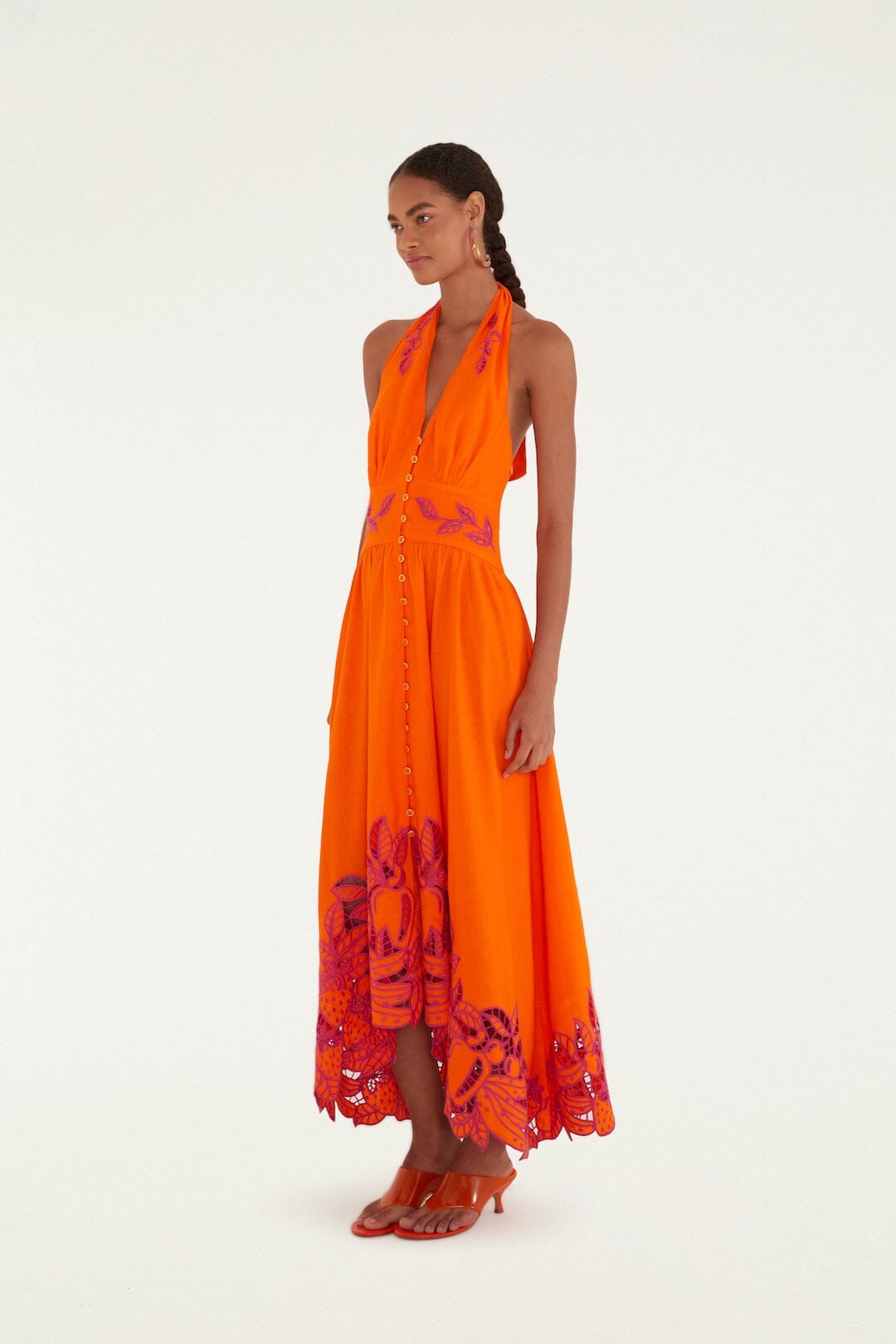 Orangee Fruit Richelieu Artisanal Lenzing Ecovero Euroflax Maxi Dress