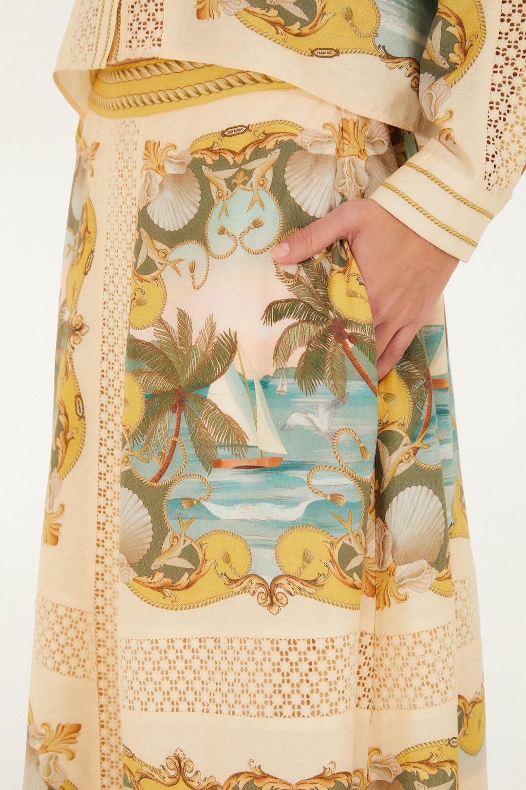 Sand Royal Sea Crochet Lenzing™ Ecovero™ Euroflax™ Midi Skirt