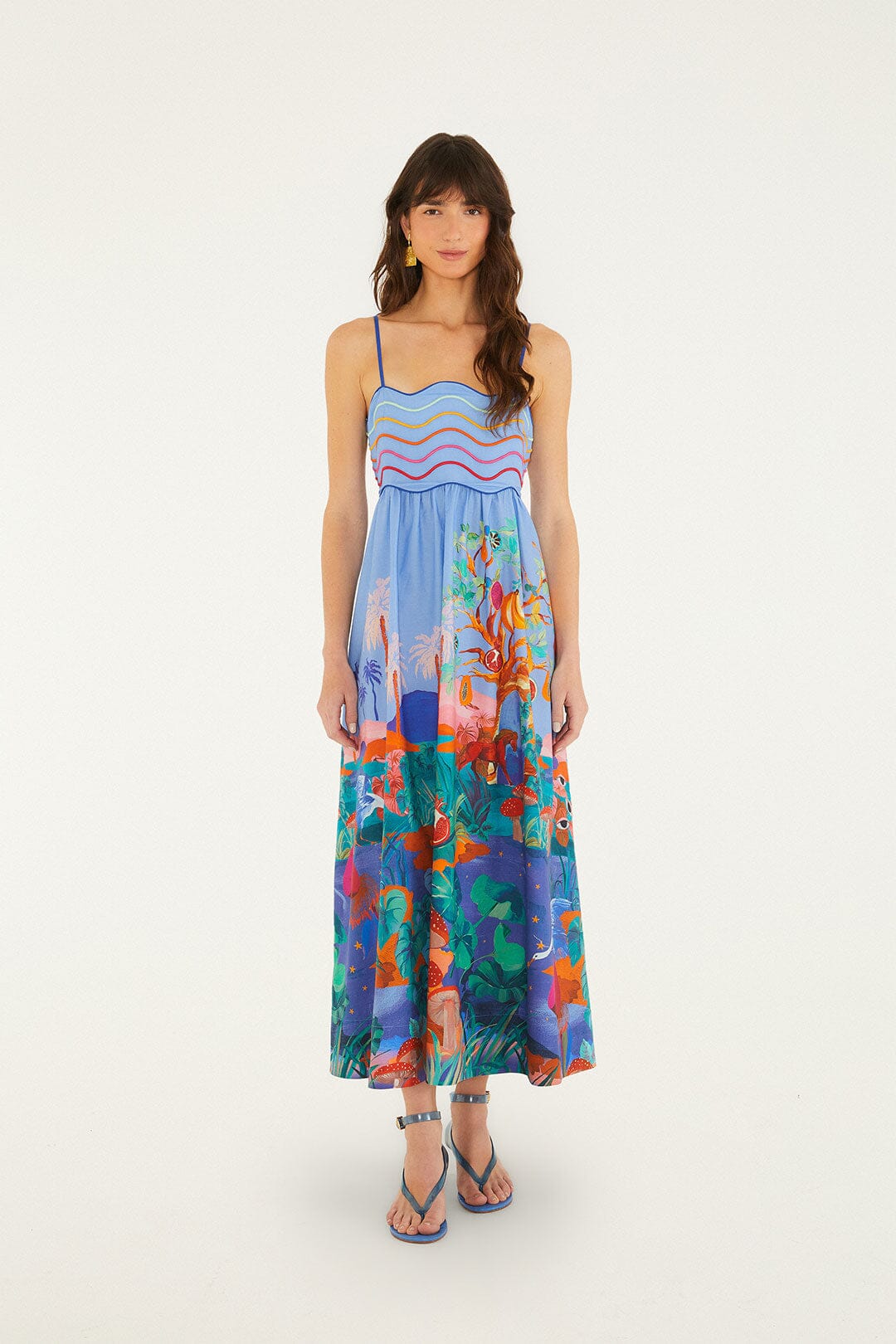 Multicolor Dream Landscape Organic Cotton Sleeveless Maxi Dress | FARM Rio