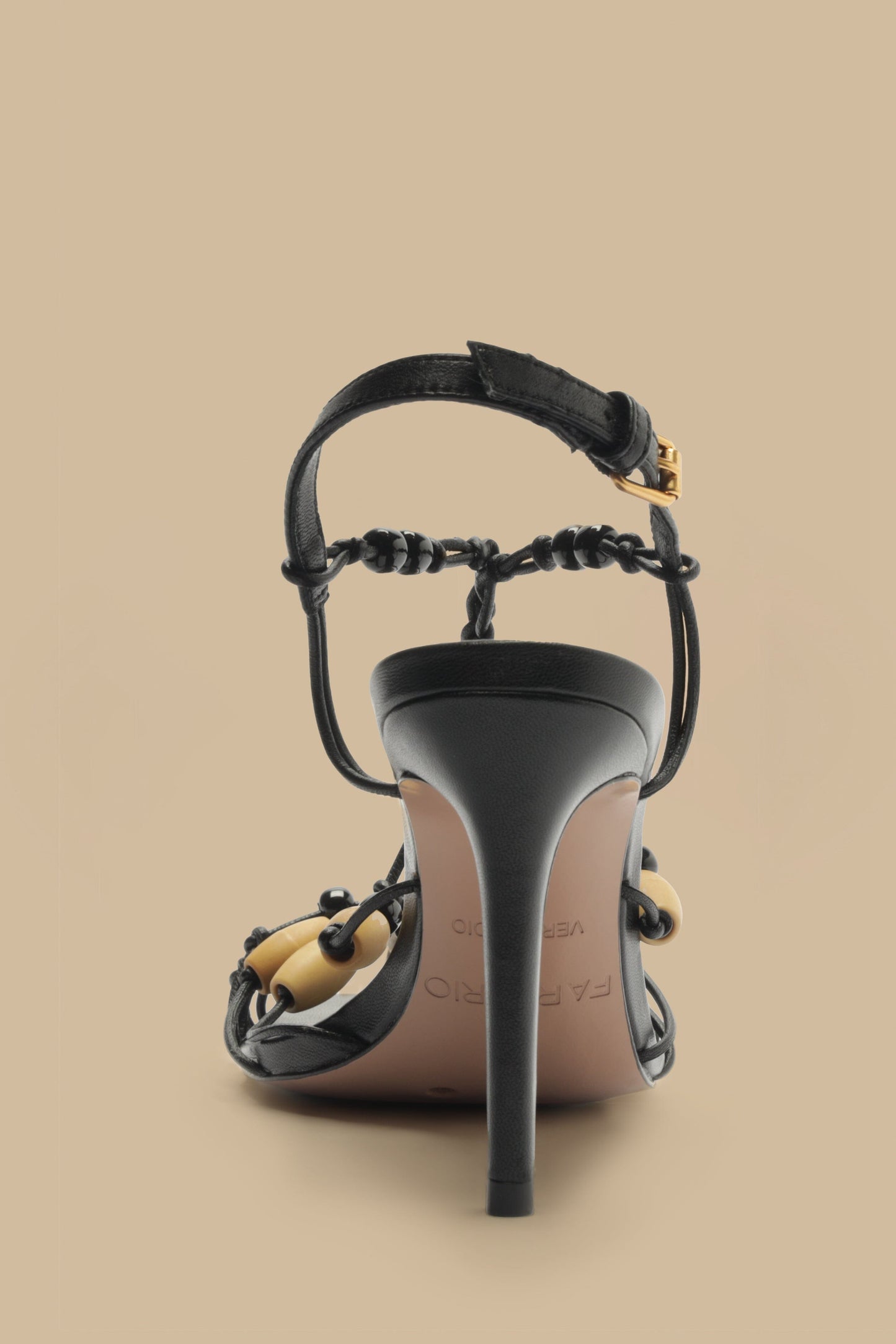 Black High Heel Beads Sandal