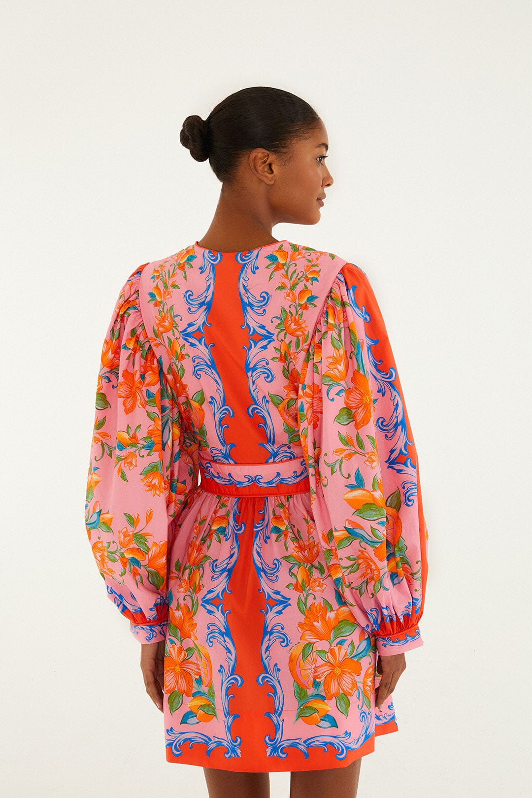 Orange Sicily Flowers Scarf Mini Dress