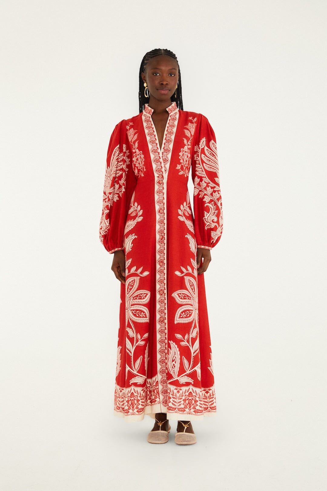 Red Miranda Lenzing Ecovero Euroflax Maxi Dress | FARM Rio Red Miranda Lenzing Ecovero Euroflax Maxi Dress | FARM Rio