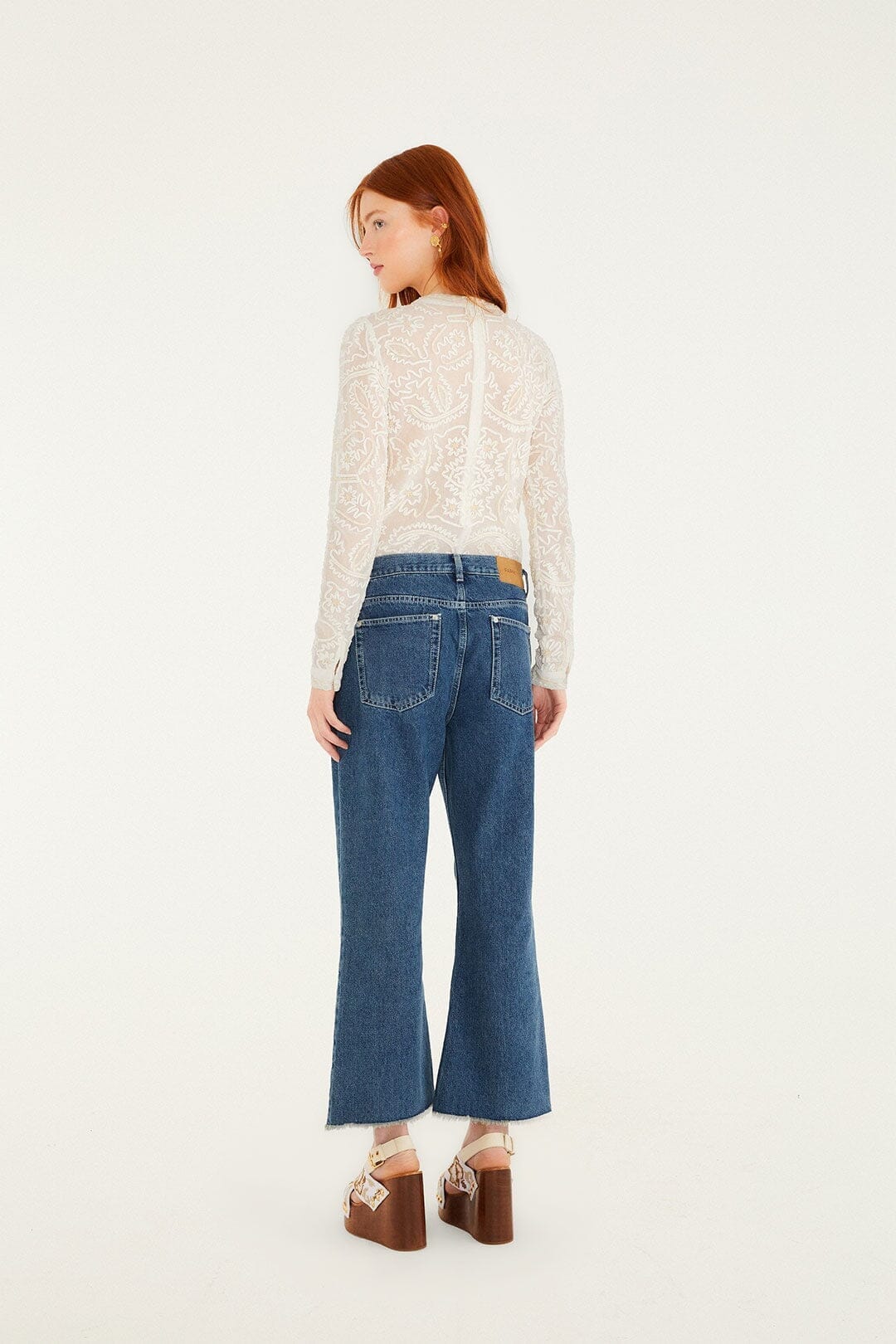 Denim Cornely Embroidered Cropped Pants