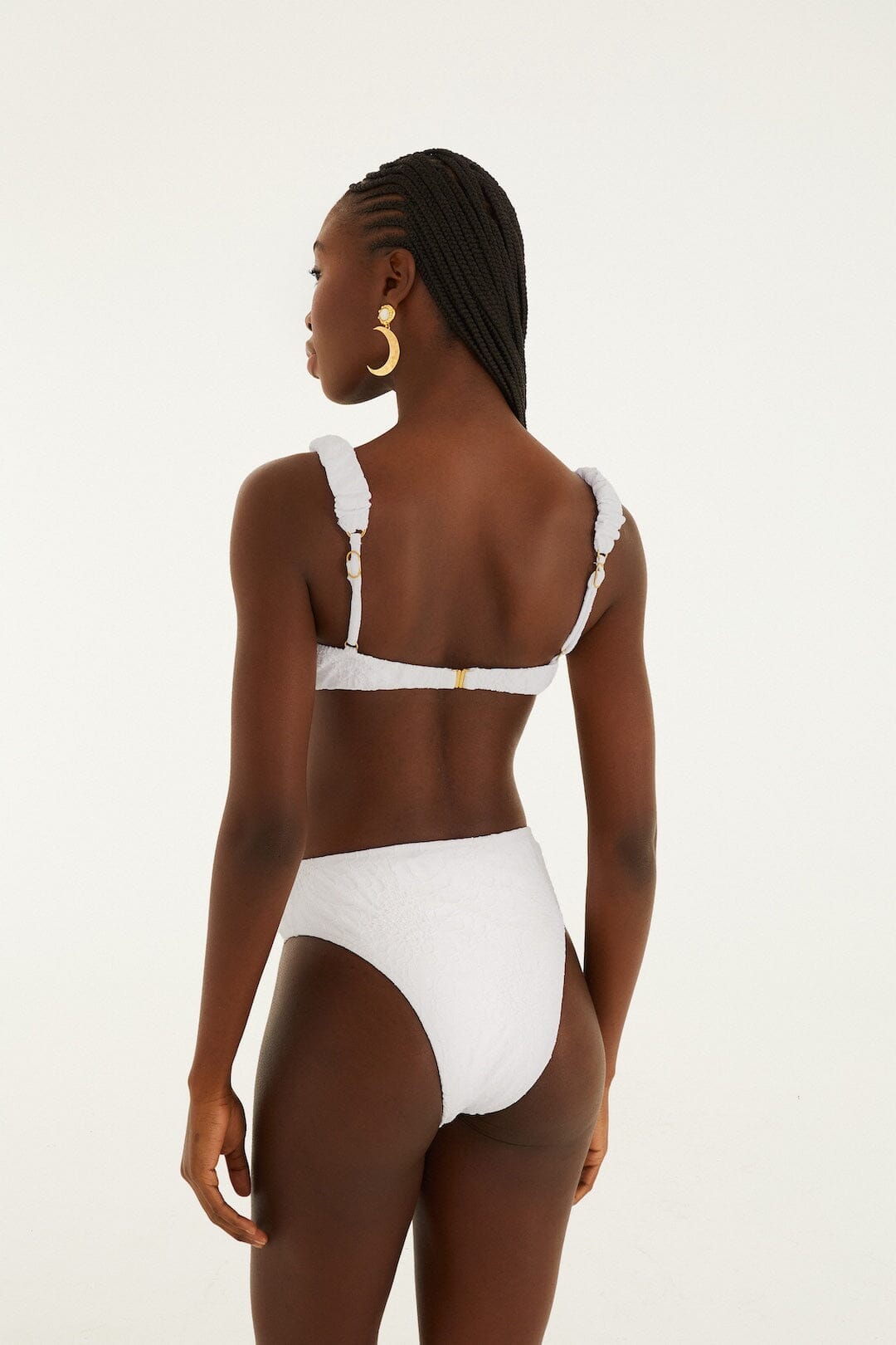 White Gerbera Daisy High Waist Bikini Bottom