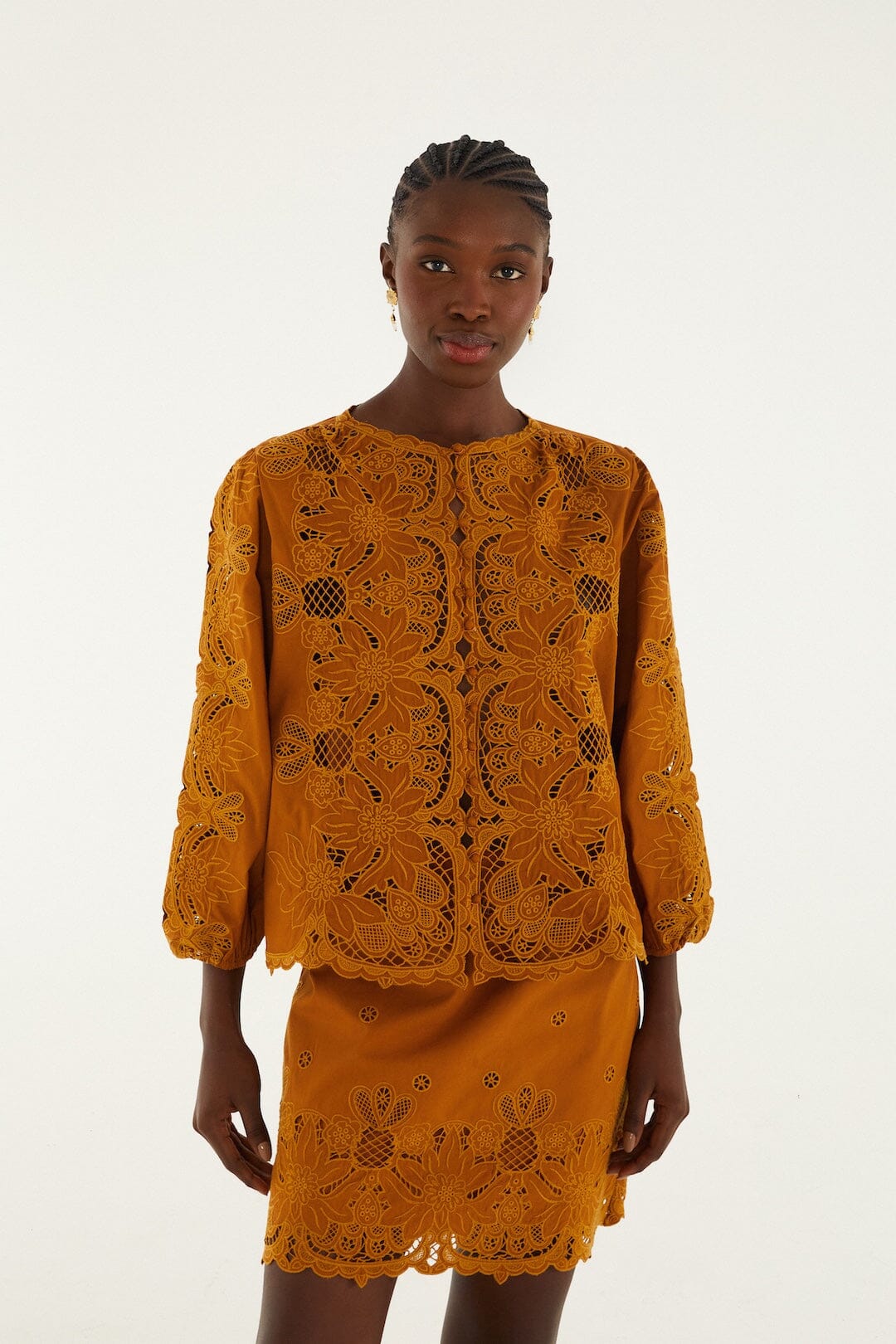 Camel Richelieu Long Sleeve Blouse | FARM Rio