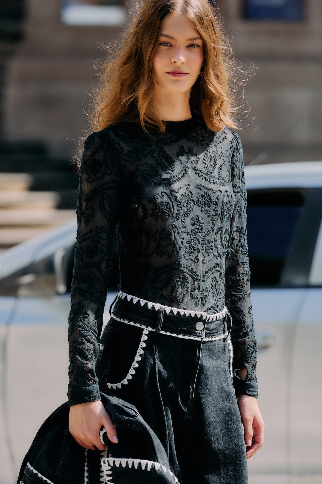 farm rio embroidered long sleeve dress Farm Rio Black Berry Garden Long Sleeve Pleated Maxi Dress – Narcissus  Gainesville main image 0