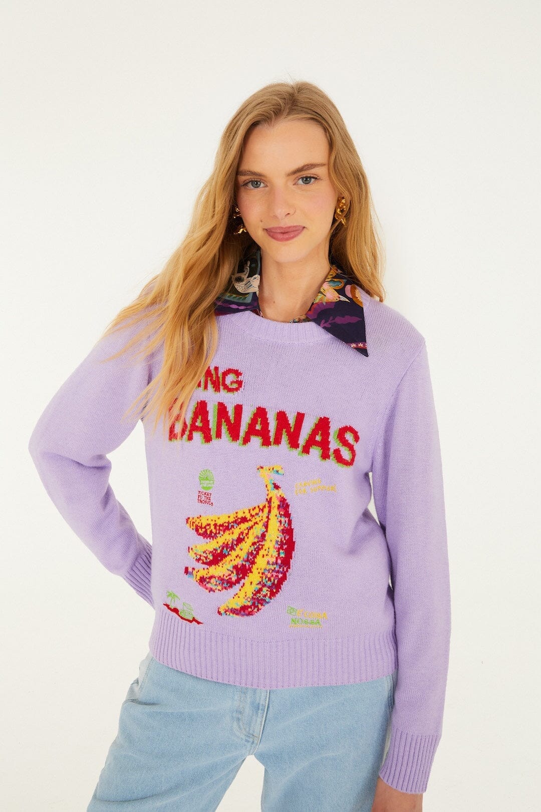 Lilac Going Bananas Knit Sweater | FARM Rio