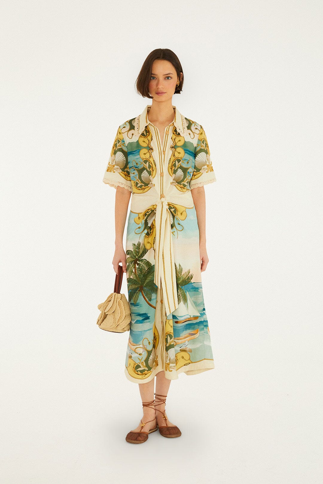 farm rio multicolor surreal sleeveless midi dress FARM Rio Royal Sea Multicolor Midi Dress | Print | Size XL