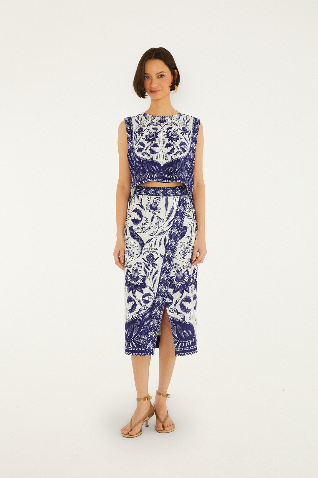 Off-White Nina Lenzing™ Ecovero™ Euroflax™ Wrap Midi Skirt | FARM Rio