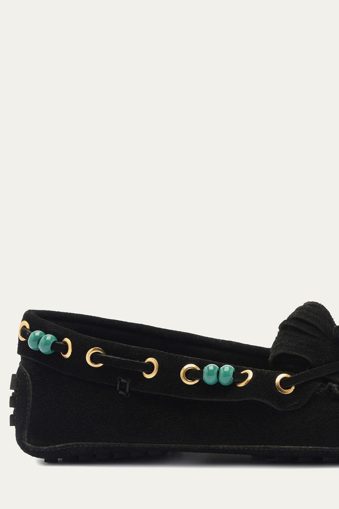 Black Fringe Suede Moccasin