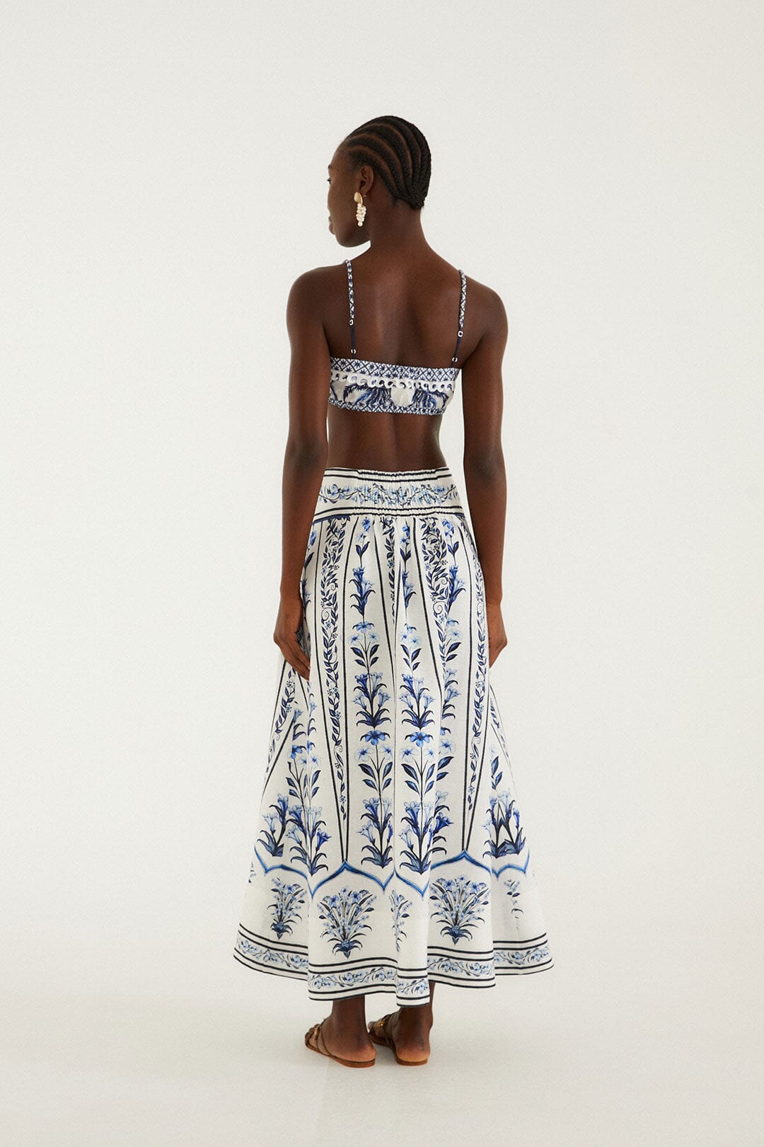 Off-White Flowers Arch Euroflax Premium Linen Maxi Skirt