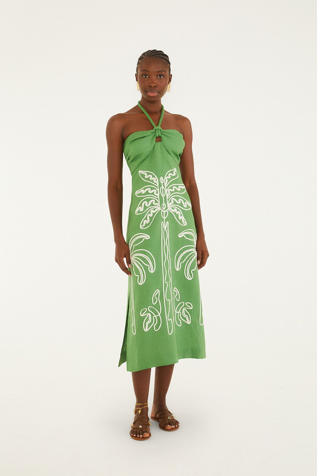 farm rio green dress Palm Tree Embroidered Midi $100-150 Latin/Rhythm Dance Competition Dresses capturing a warm Color Available:Deep Red