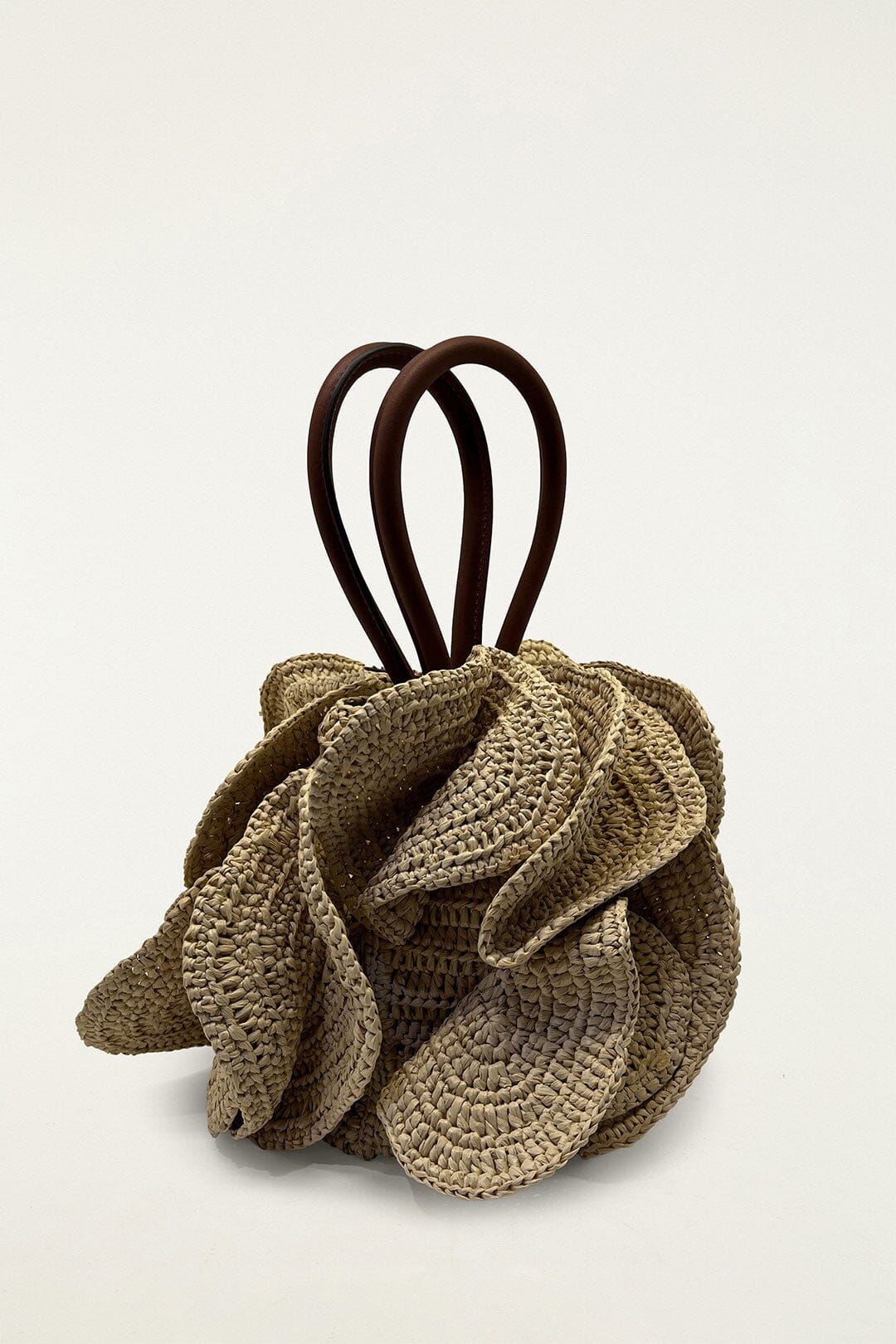 Beige Raffia Flower Bag
