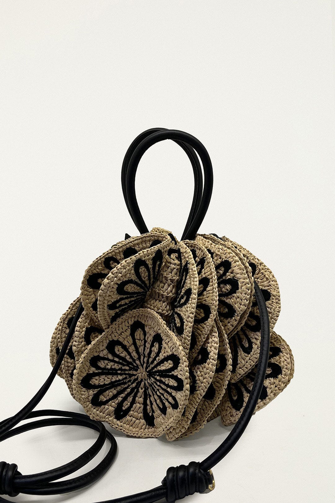 Bicolor Raffia Flower Bag
