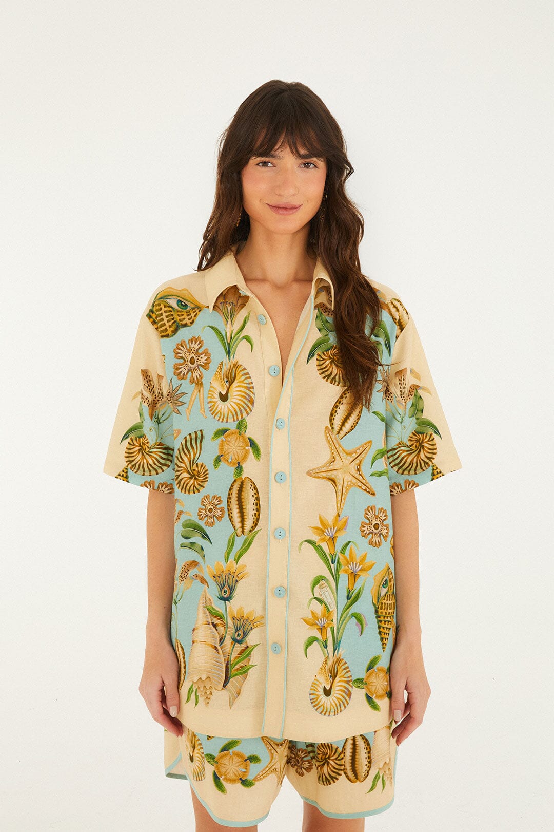 Soft Blue Marine Garden Lenzing Ecovero Euroflax Shirt