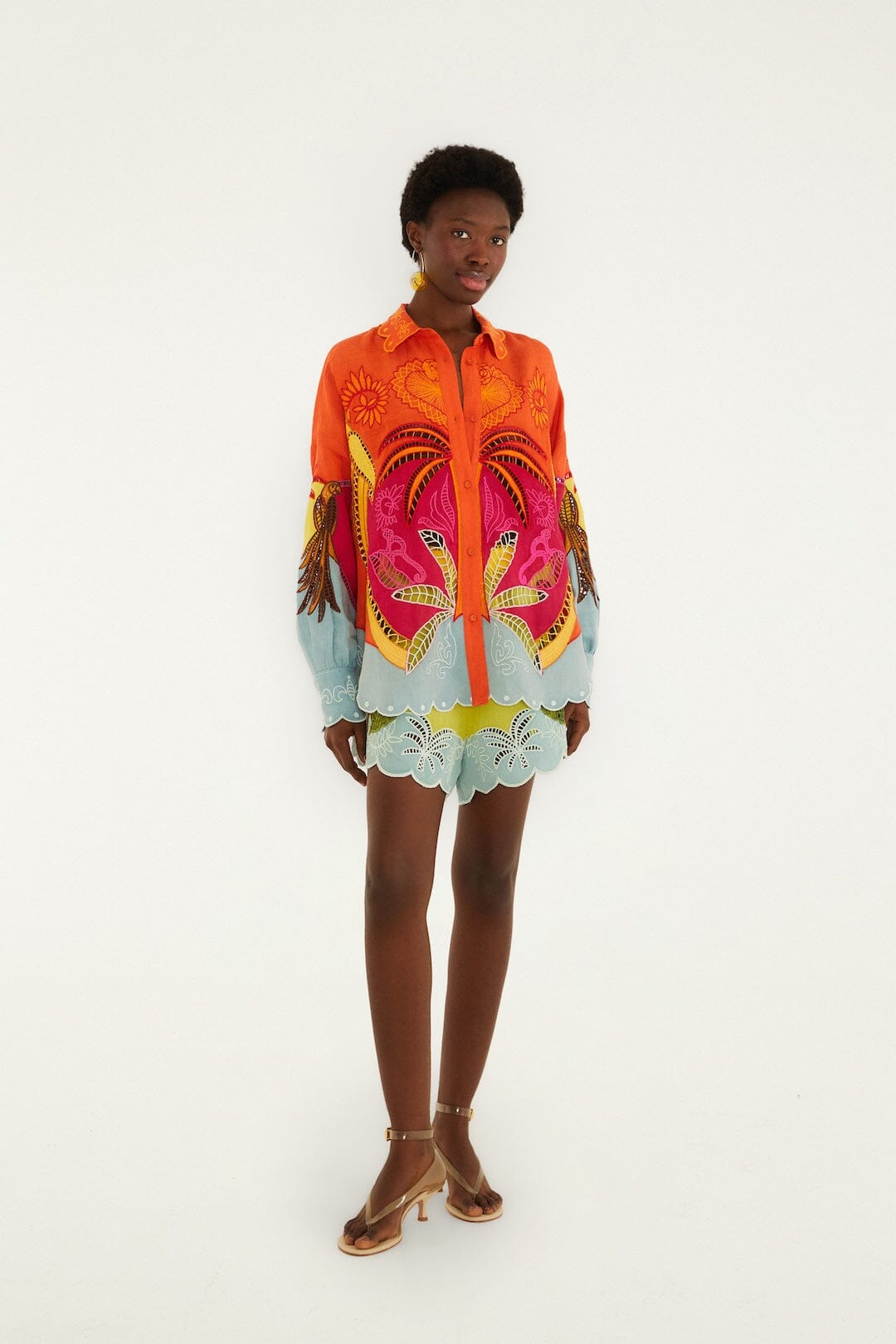 rurumu: レースキュロット shirring fril shorts Multicolor Usiacuri Embroidered Lenzing™ Ecovero™ Euroflax