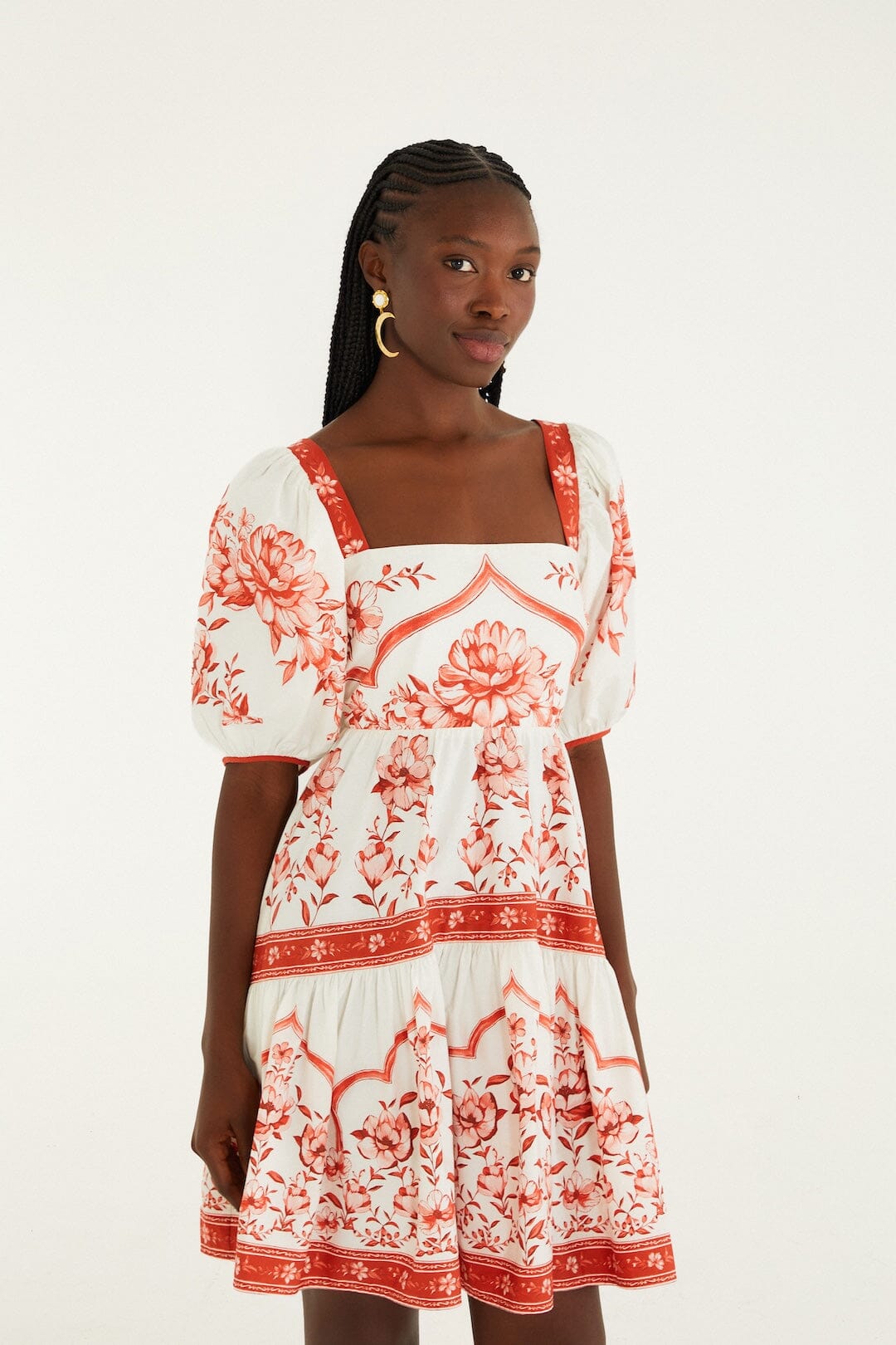 Red Porcelain Garden Organic Cotton Mini Dress | FARM Rio Red Porcelain Garden Organic Cotton Mini Dress | FARM Rio