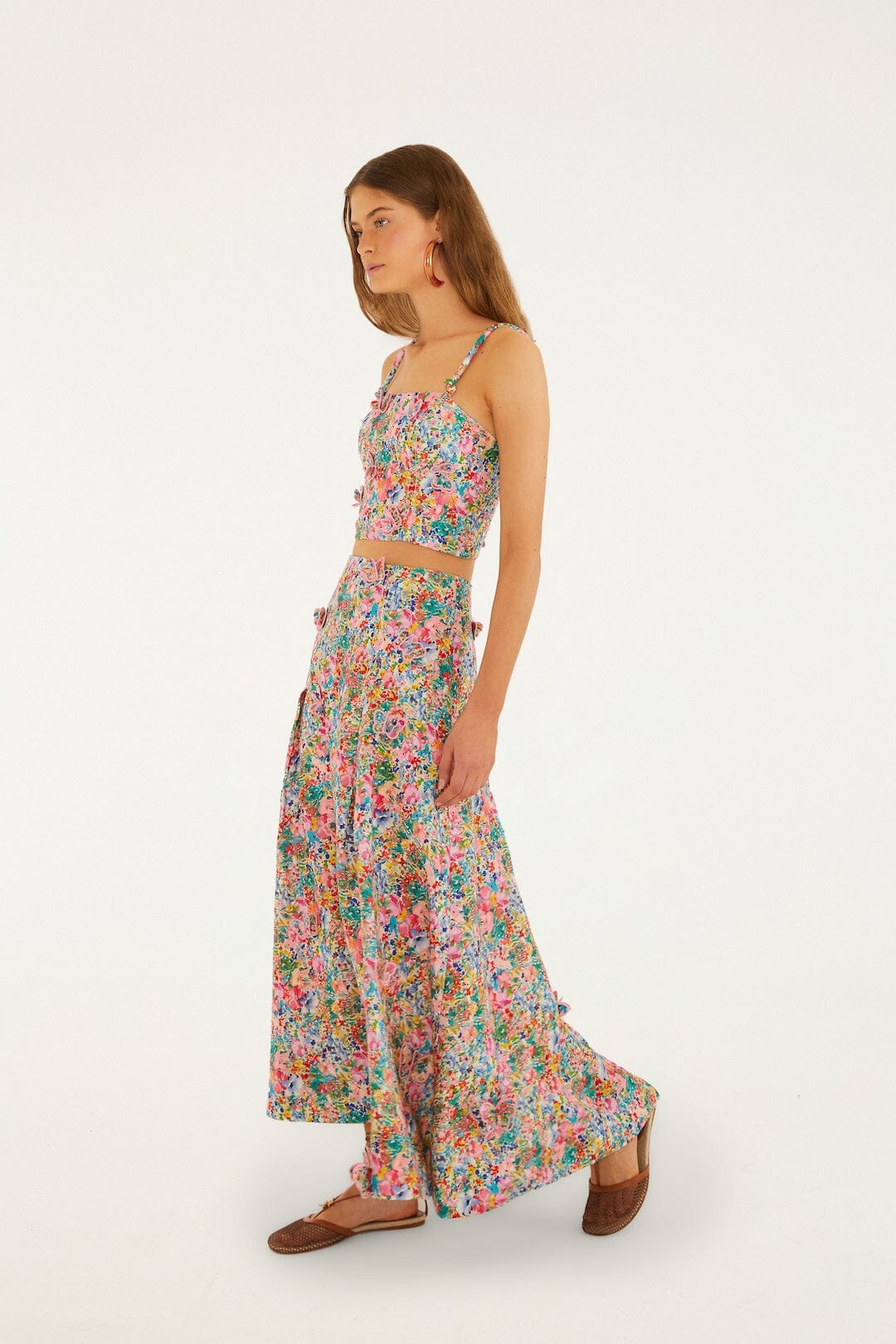 Off-White Peasant Floral Butterflies Euroflax Premium Linen Top