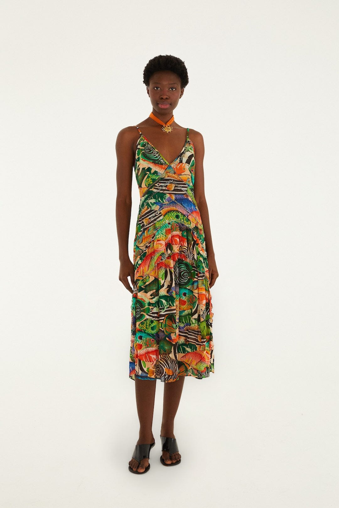 fish dress FARM Rio Multicolor FISH SEA Sleeveless Midi Dress, FISH SEA Multicolor / S