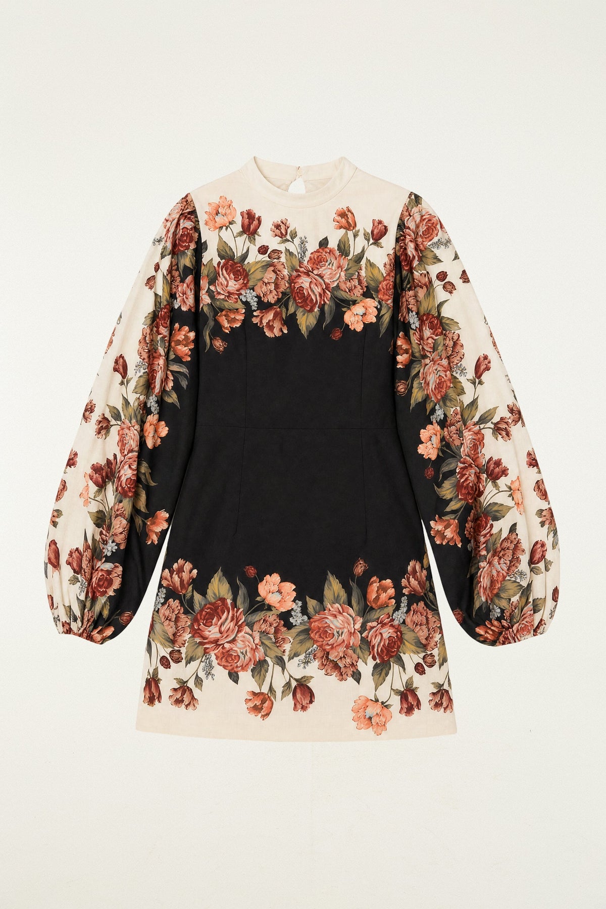 Winter Floral Long Sleeve Mini Dress
