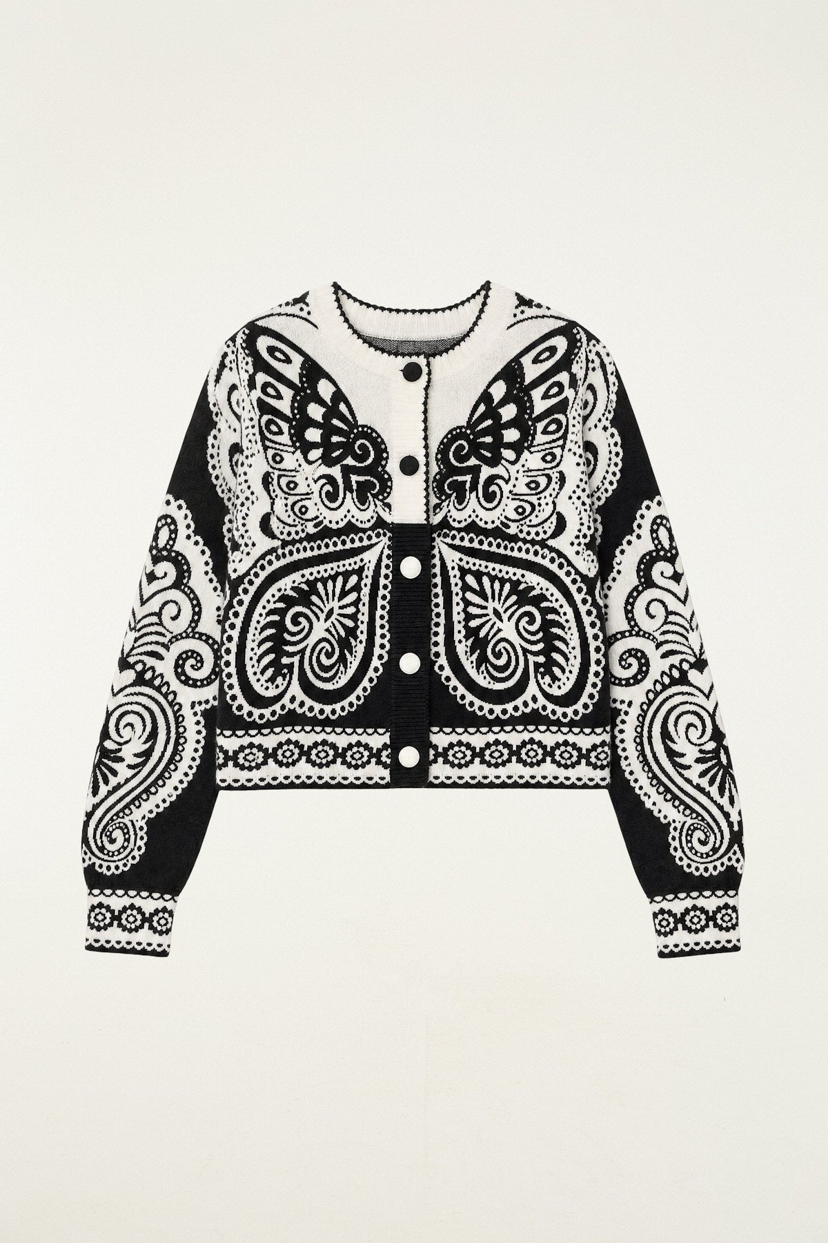 Arabesque Butterlfy Buttoned Knit Cardigan