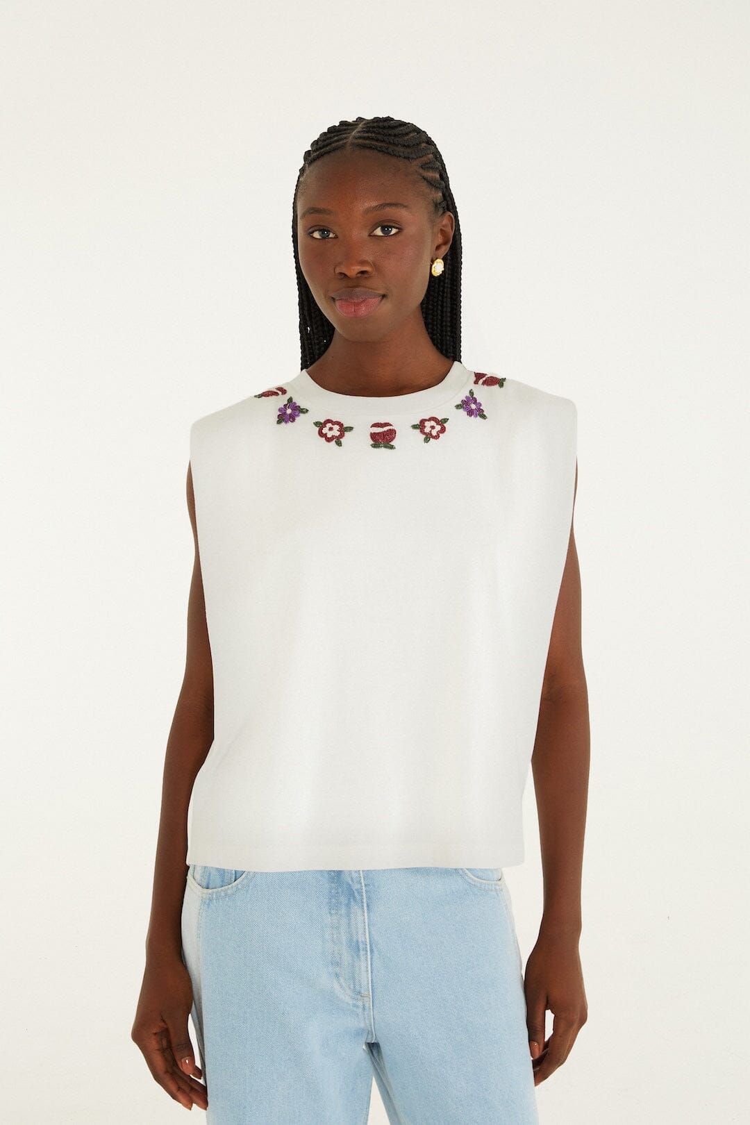 Off-White Beaded Flowers T-Shirt