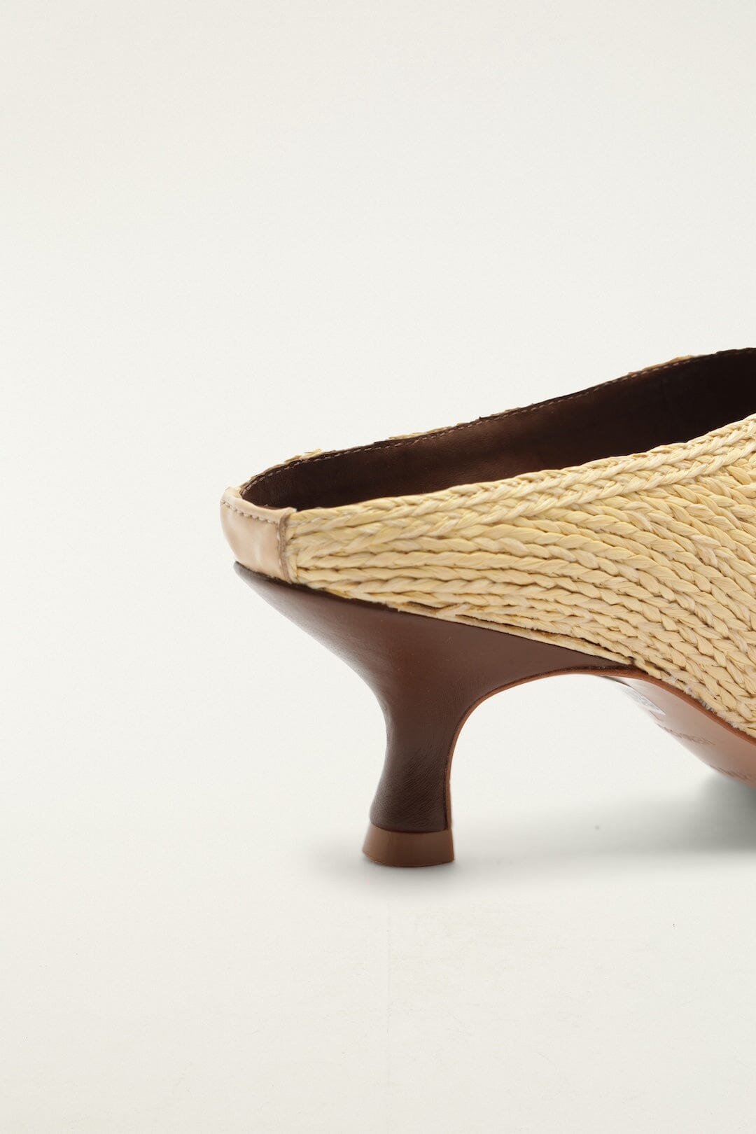 Raffia Embroidered Icons Kitten Heeled Sandal