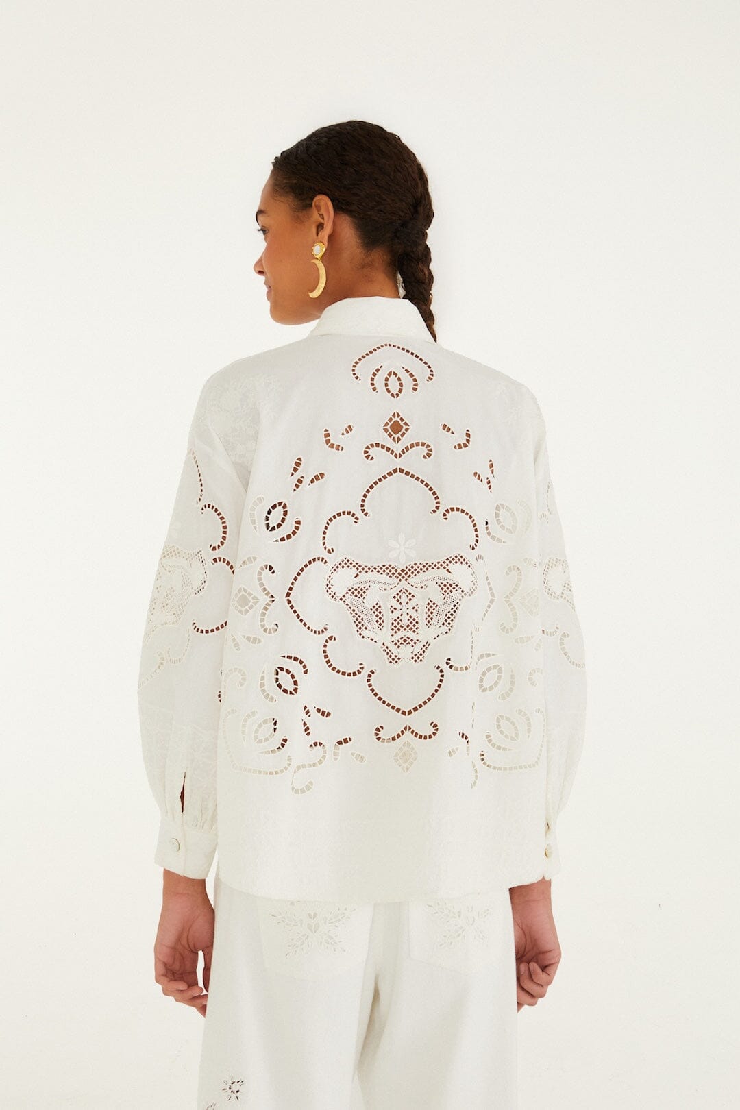 Off-White Embroidered Flowers Richelieu Shirt